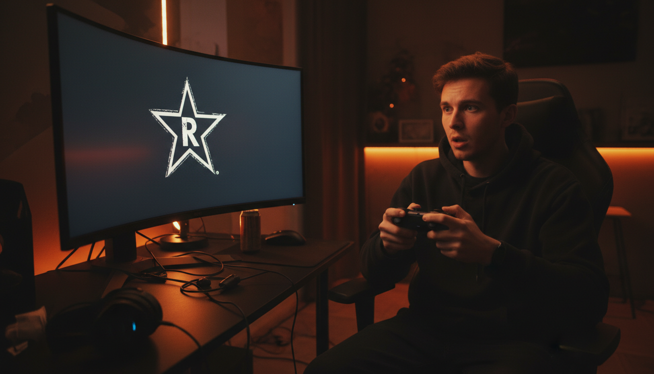 Joueur attendant des nouvelles de GTA 6 devant son écran