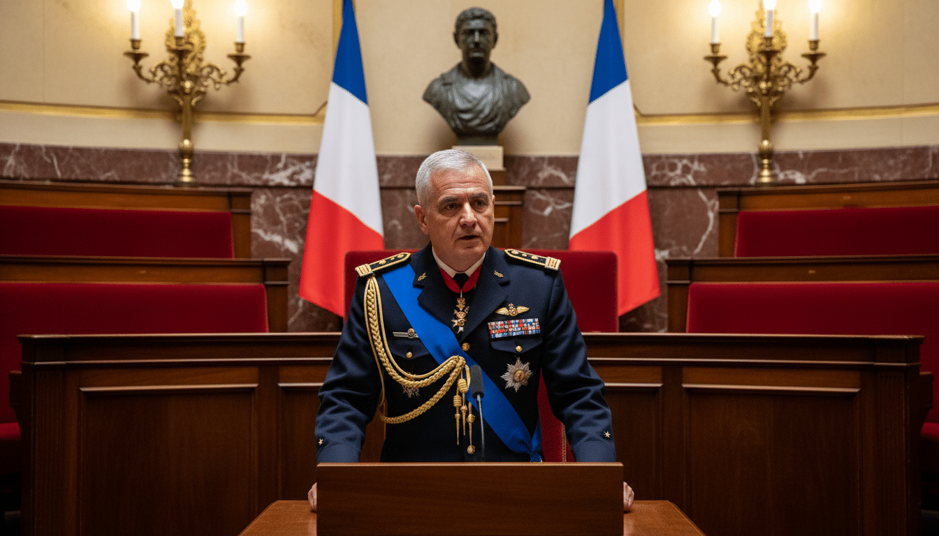 Général français s'exprimant devant l'Assemblée nationale
