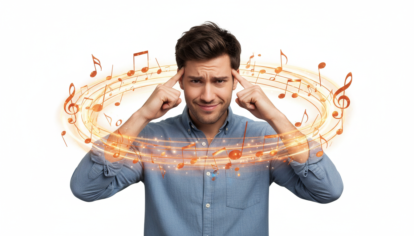 homme agacé par une chanson en tête
