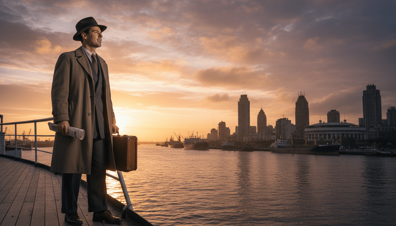 Homme arrivant en Argentine avec son invention dans les années 40