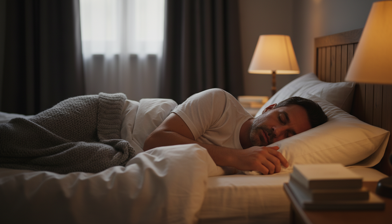 Homme qui dort profondément bouche ouverte nuit