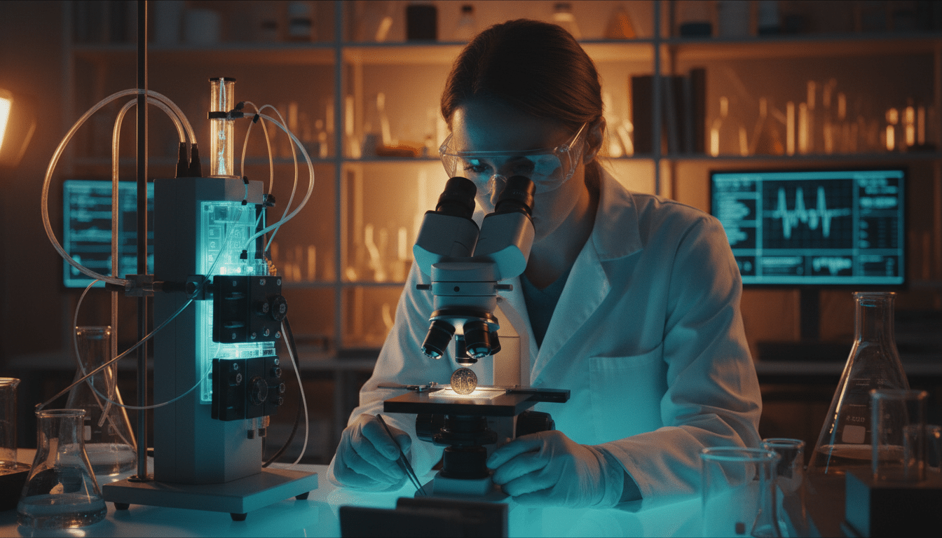 Analyse scientifique d'une pièce de cuivre ancienne en laboratoire