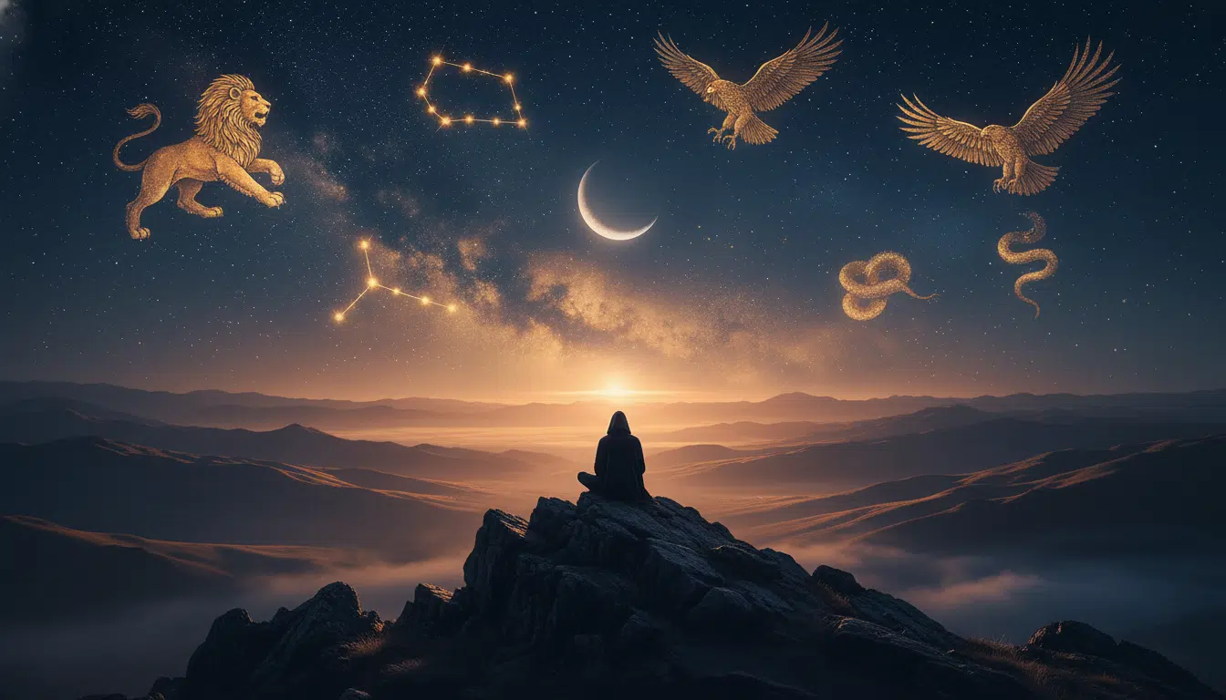 Personne contemplant un ciel étoilé au crépuscule