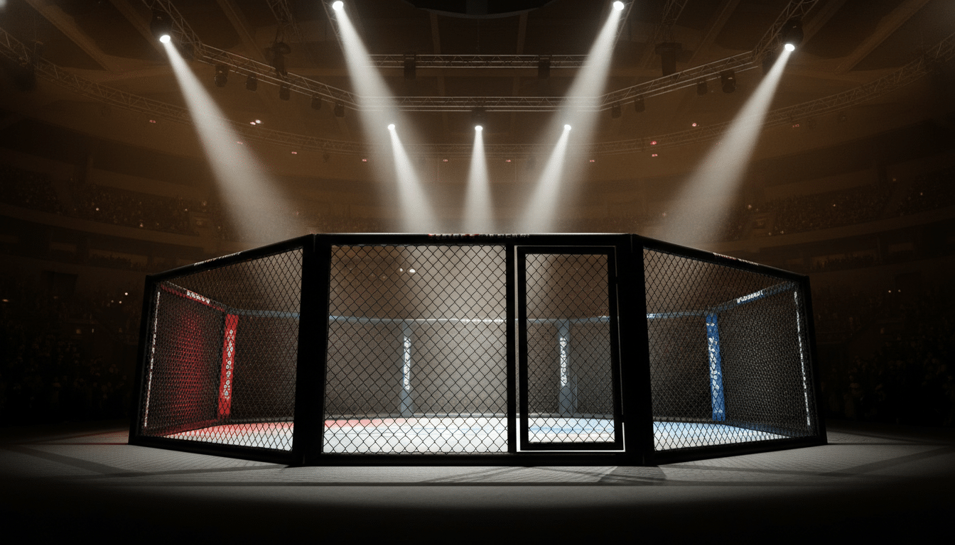 Octogone de MMA vide sous les projecteurs