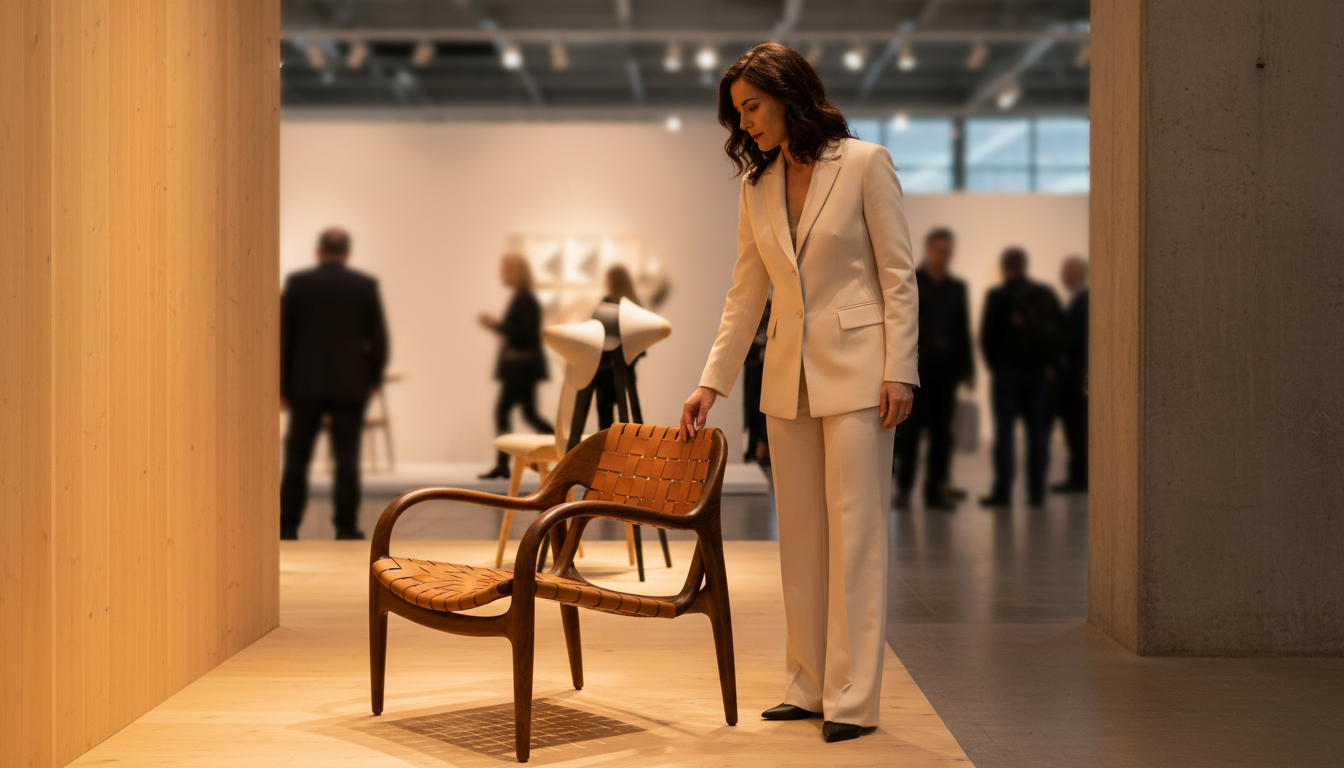 Présentation d'un fauteuil design collection IKEA PS au salon de Milan