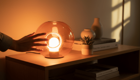 Lampe VARMBLIXT donut en verre soufflé orange IKEA