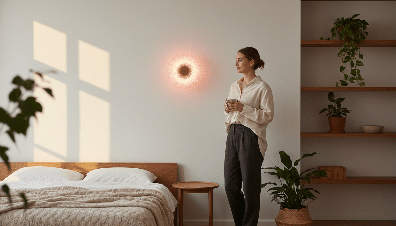 Lampe donut IKEA fixée au mur comme applique murale