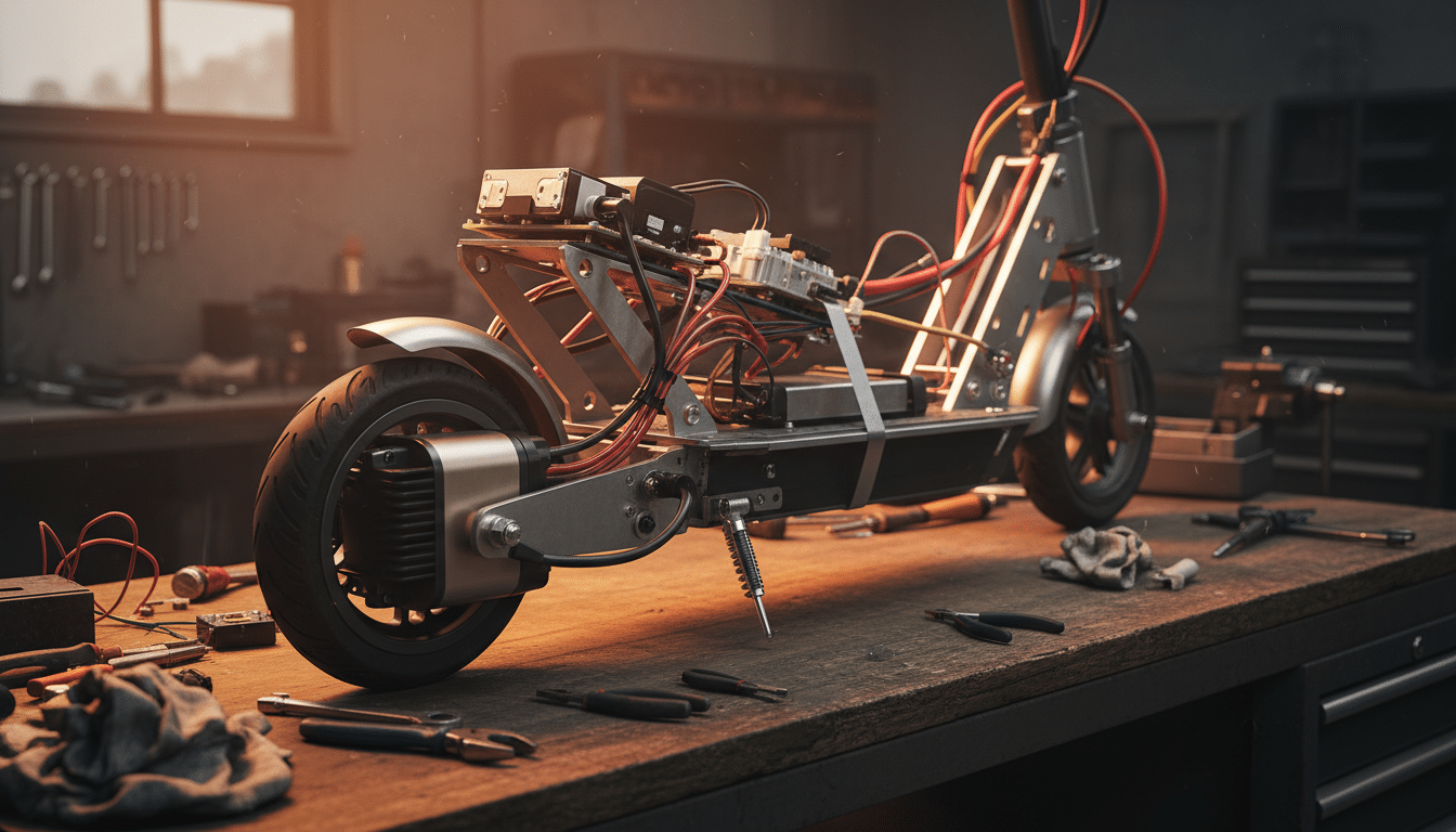 Trottinette électrique débridée avec modifications visibles