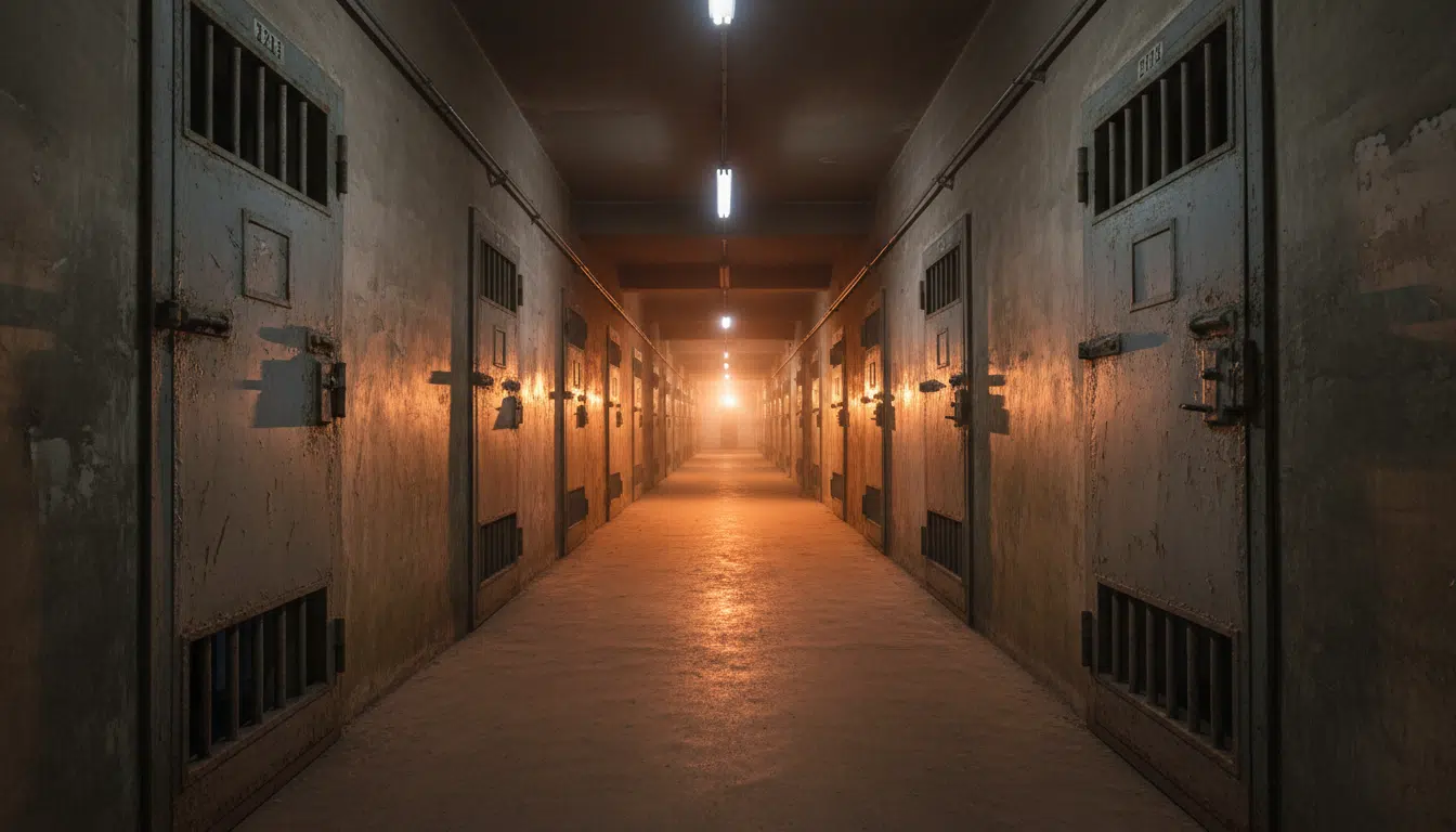 Couloir sombre d'une prison chinoise