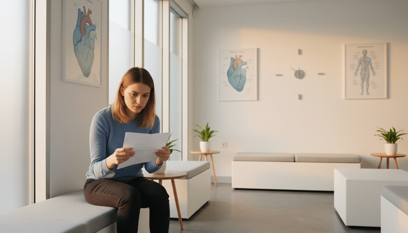 Patient anxieux dans une salle d'attente médicale