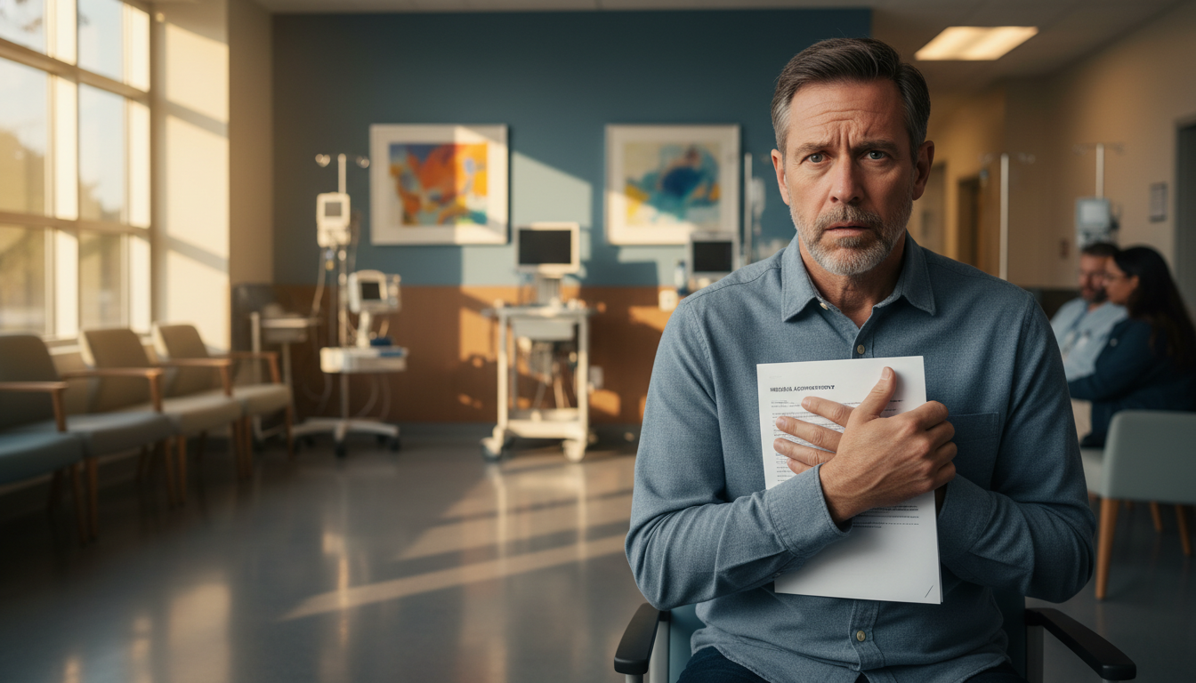 Patient inquiet dans une salle d'attente médicale