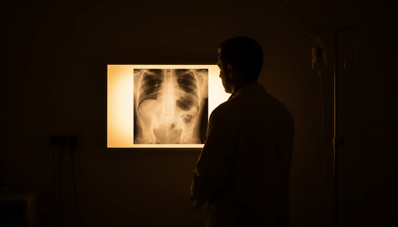 Radiographie abdominale montrant une masse dans l'estomac