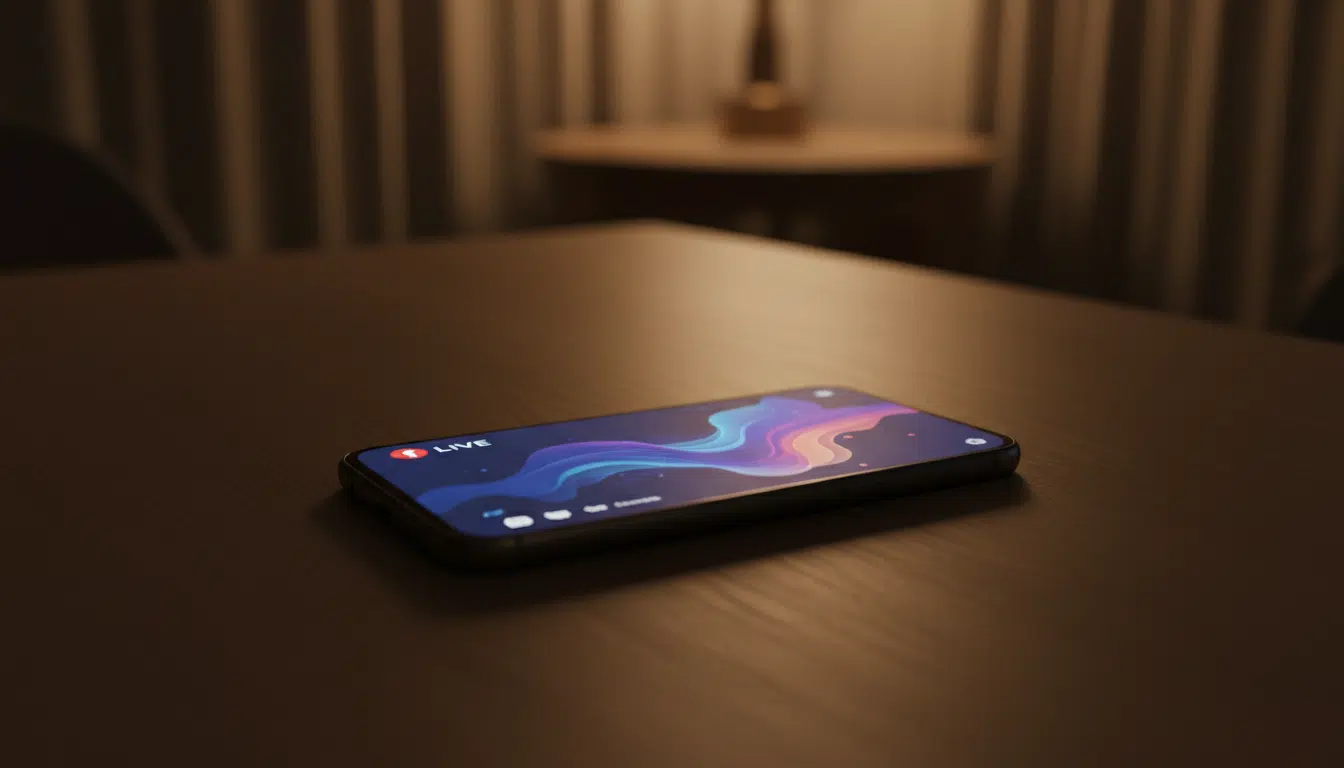 Smartphone affichant un direct Facebook Live