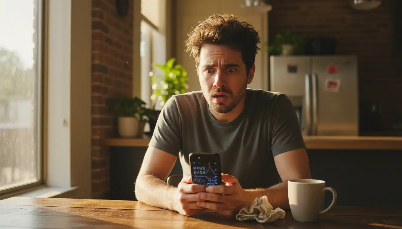 Fils découvrant le dossier médical de son père sur son téléphone