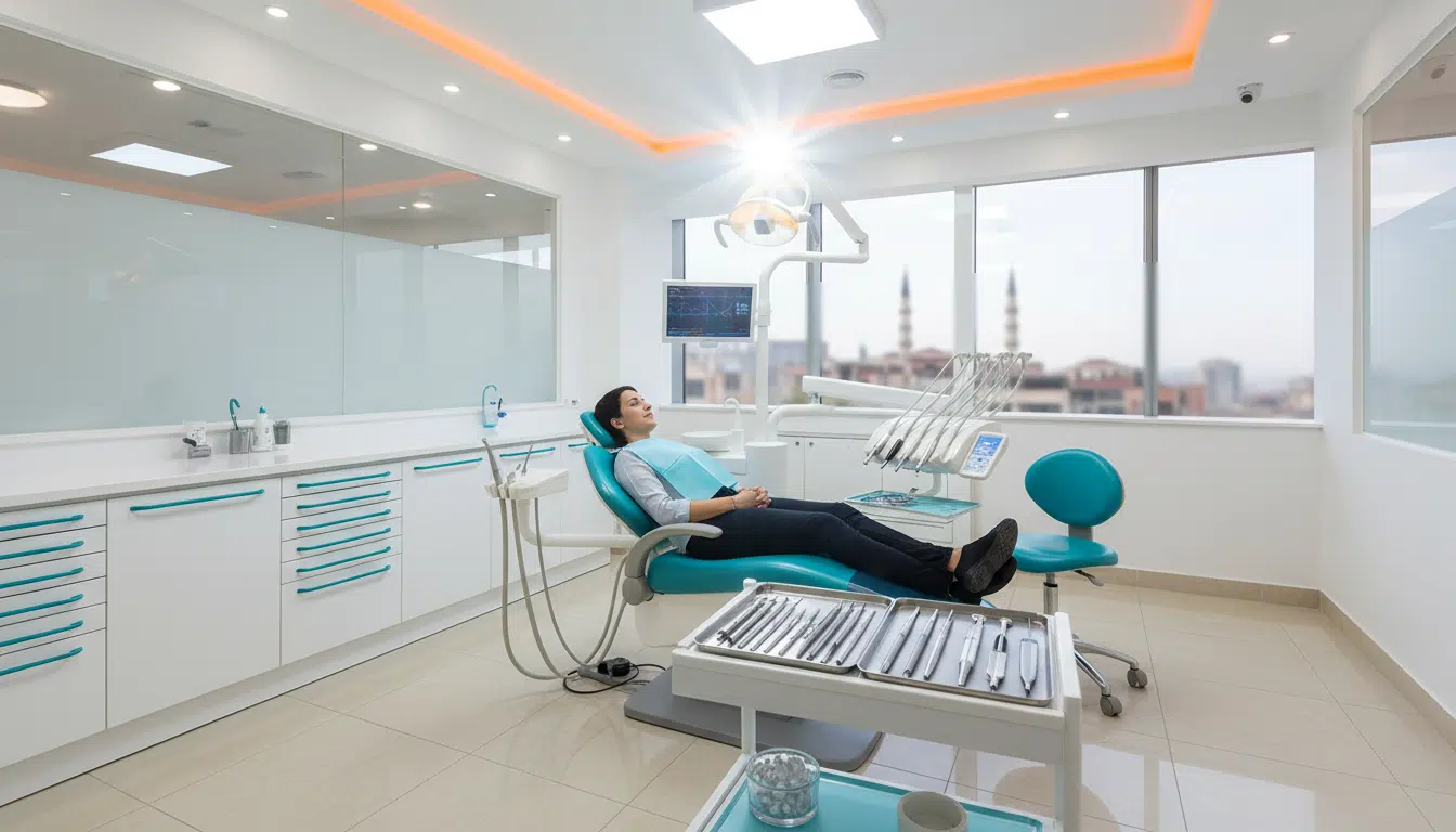 Patient allongé dans une clinique dentaire en Turquie