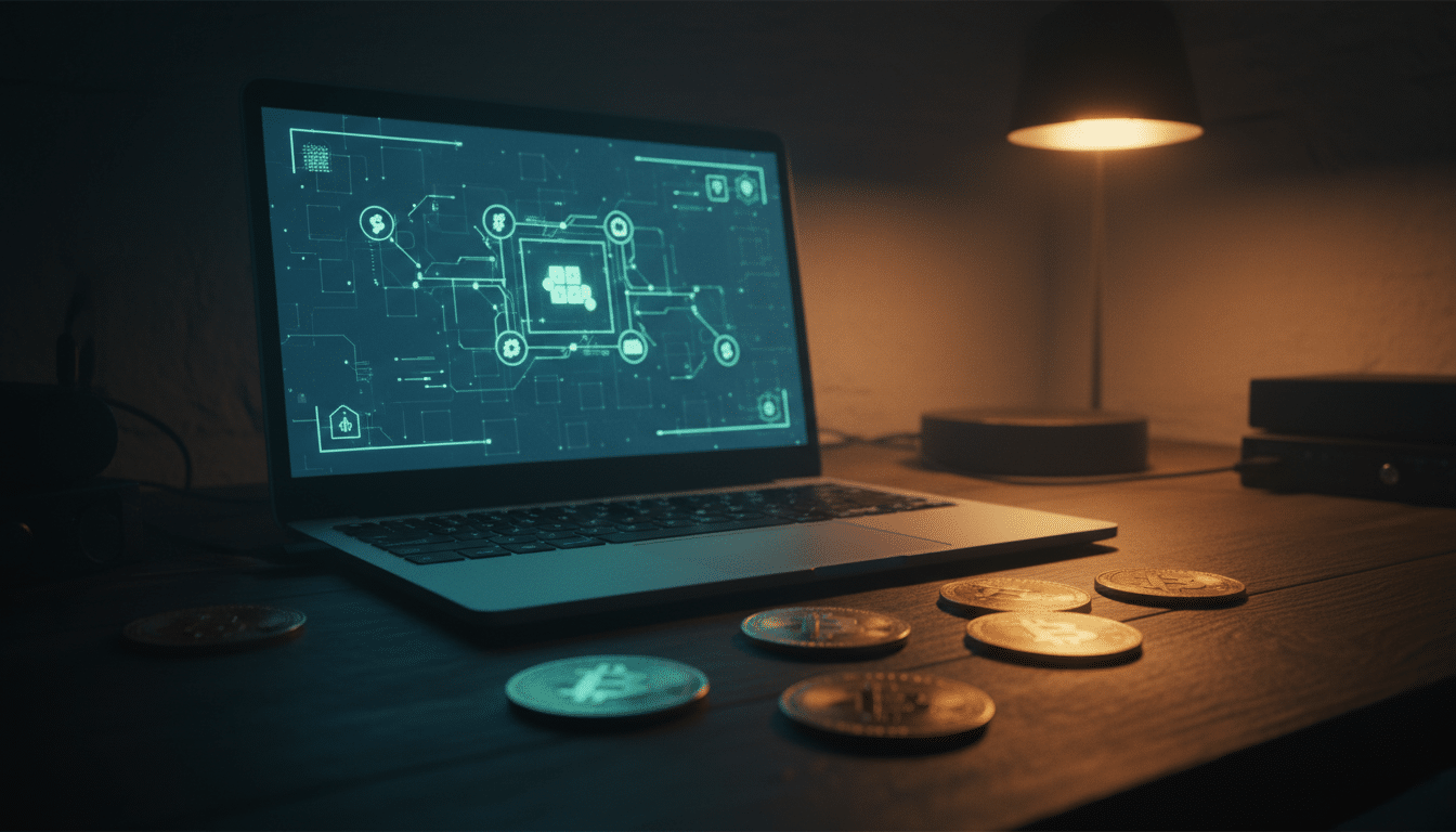 Ordinateur portable affichant des transactions en cryptomonnaies