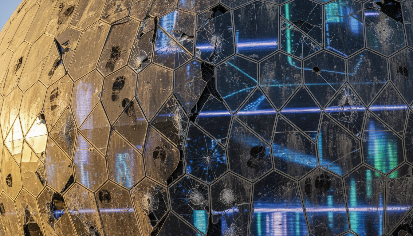 Panneaux LED endommagés sur la surface de la Sphere