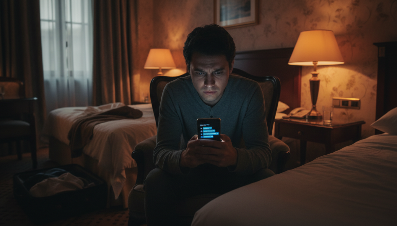 Personne seule consultant des messages sur son téléphone