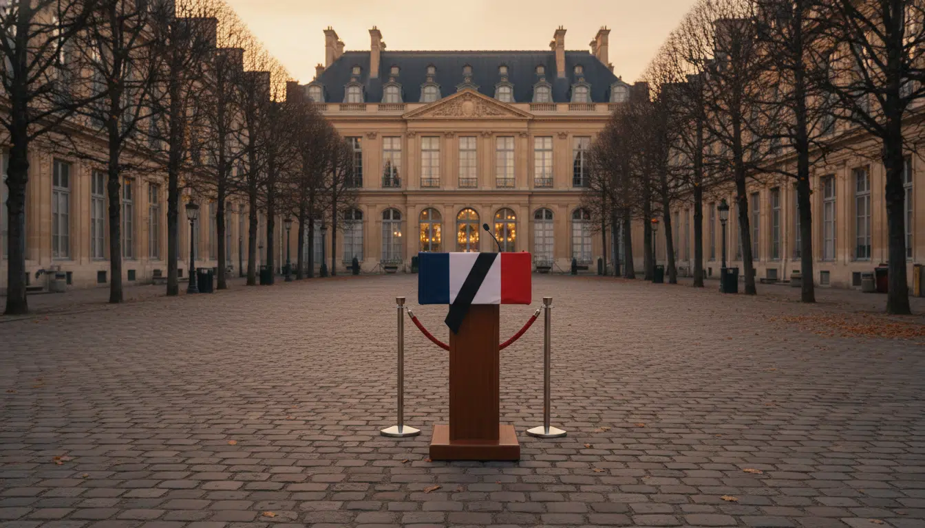 Drapeau français en berne à l'Élysée lors d'un hommage
