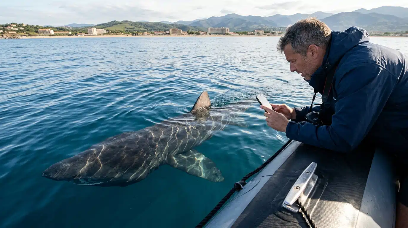 « Il est passé sous mon bateau » : un requin de dix mètres filmé à 500 m des plages d'Argelès-sur-Mer