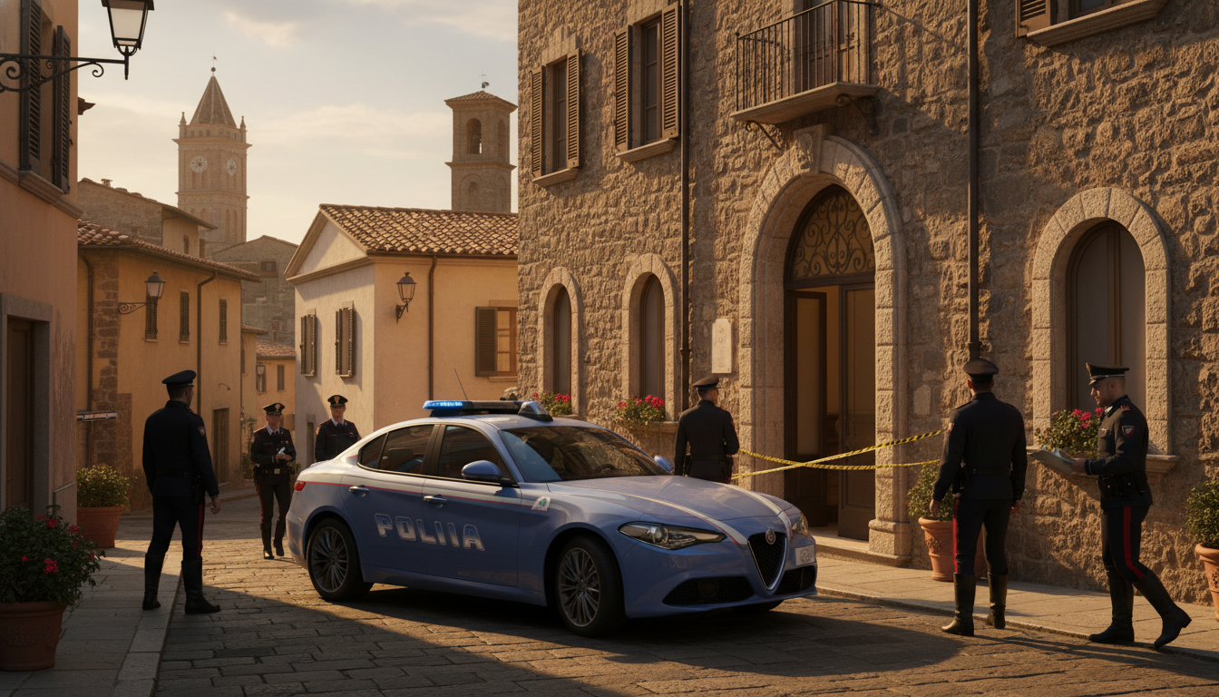 Voiture de police italienne devant un hôtel après un accident