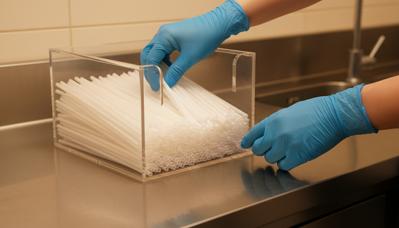 Remplacement de pailles dans un distributeur automatique