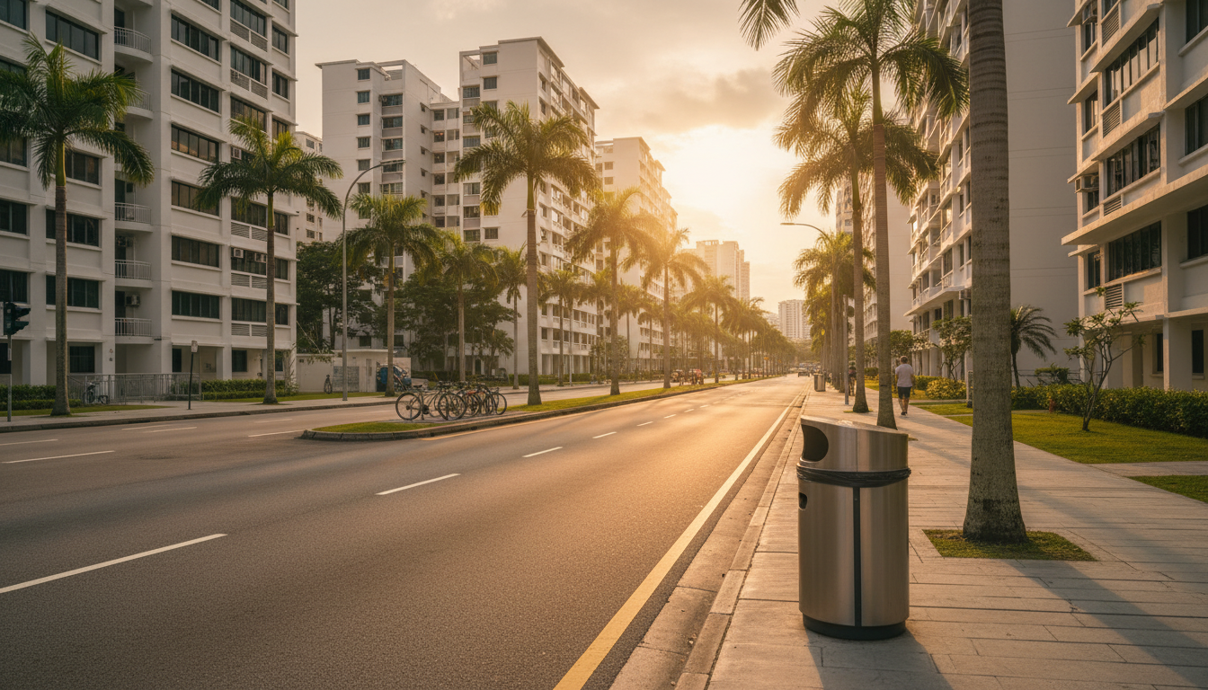 Rue propre et immeubles modernes à Singapour