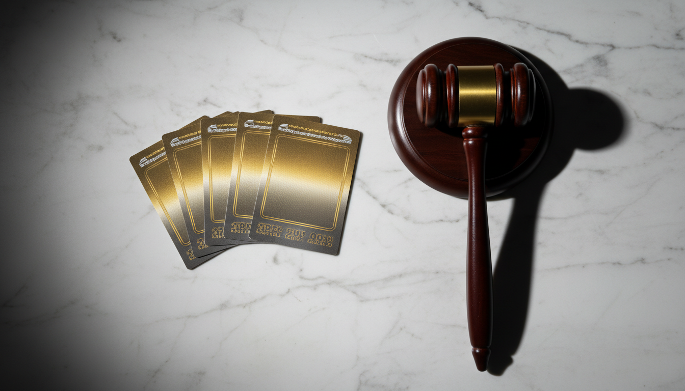 Tickets à gratter et marteau de juge sur marbre