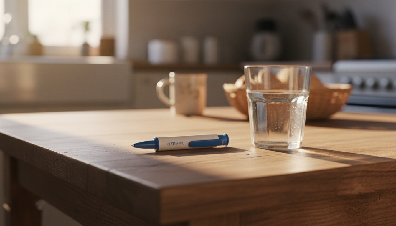 Stylo d'injection Ozempic posé sur une table