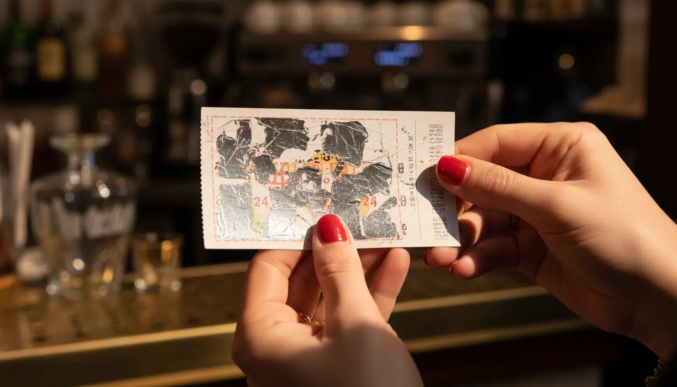 Ticket à gratter italien tenu dans des mains féminines