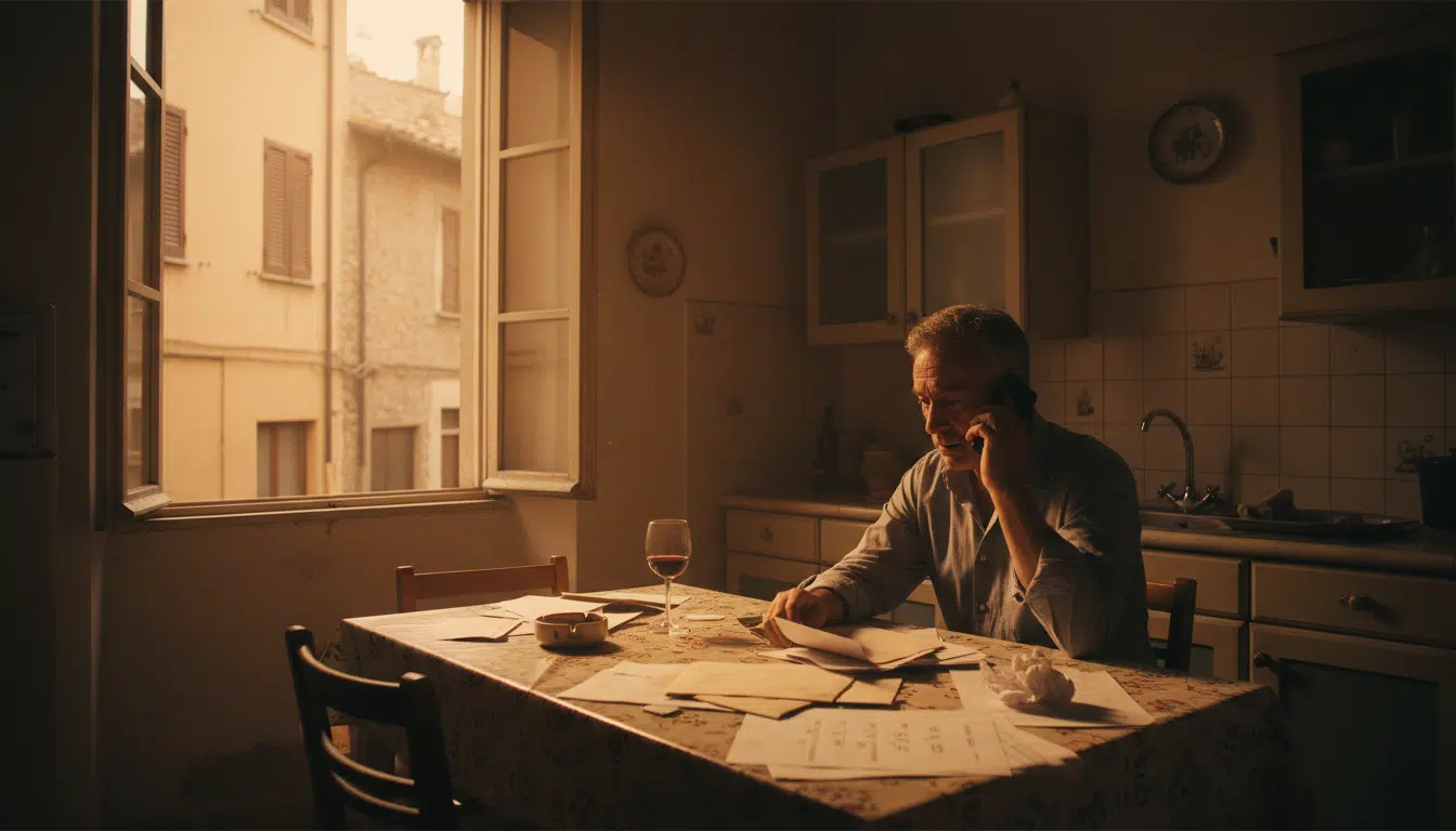 Homme inquiet au téléphone dans une cuisine