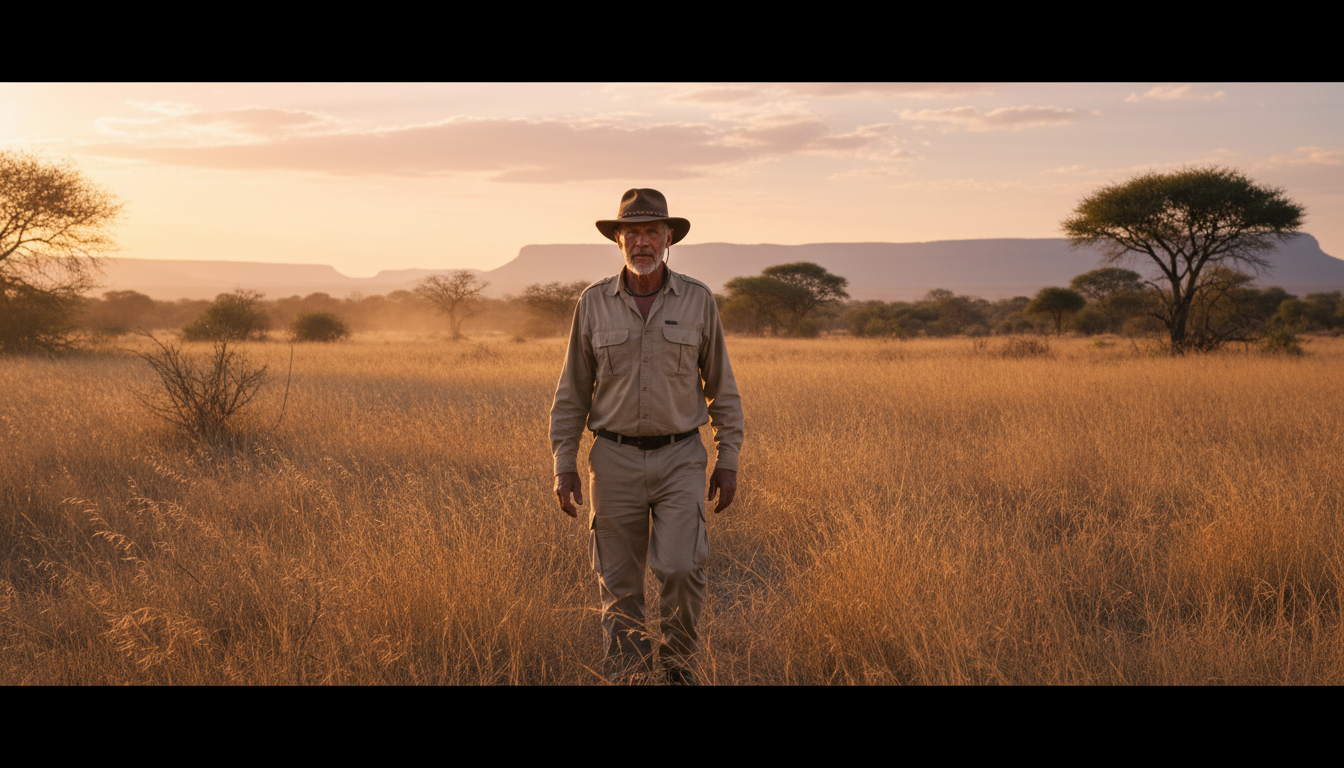 Guide de safari marchant dans le bush sud-africain