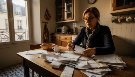 Locataire examinant ses quittances de loyer et charges