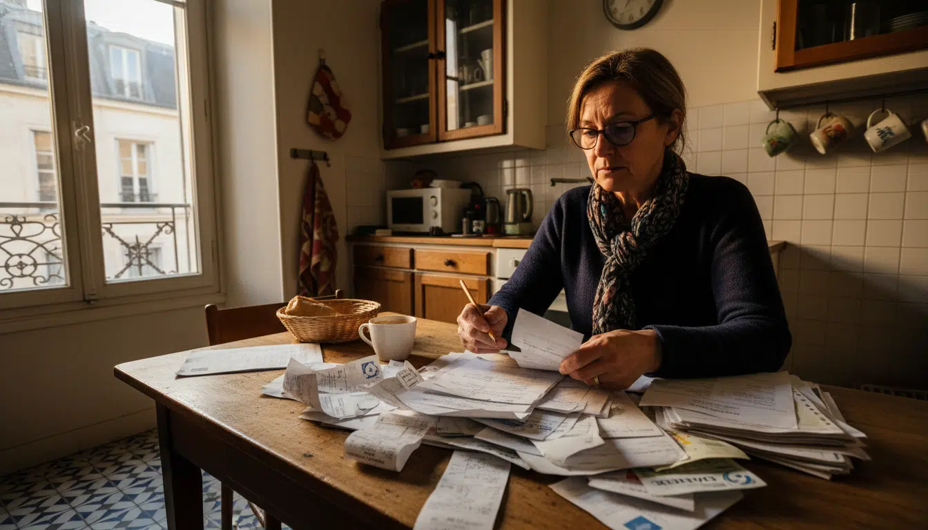 Locataire examinant ses quittances de loyer et charges