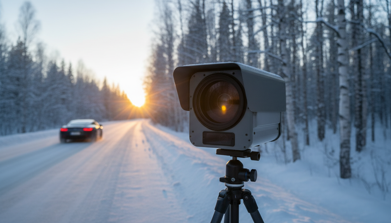 Radar de vitesse sur une route finlandaise
