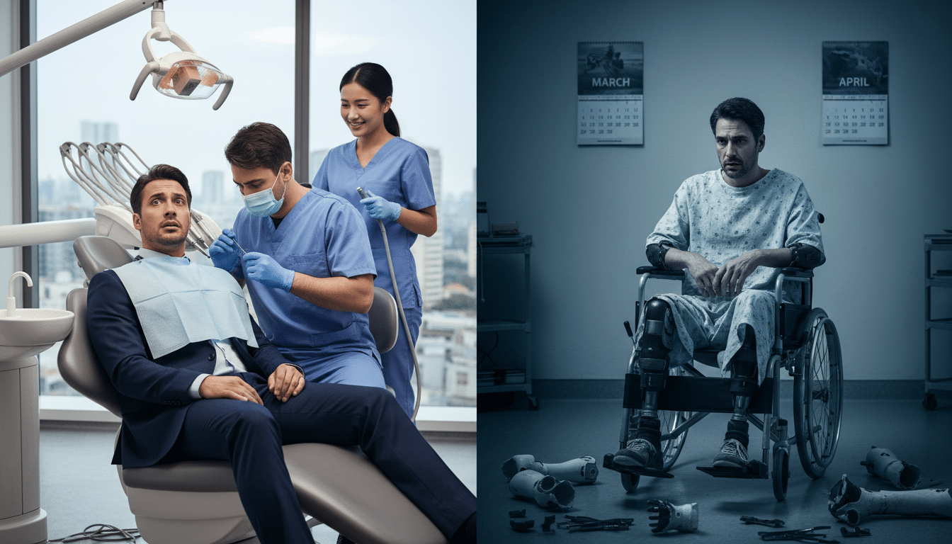 Il va chez le dentiste pour un contrôle de routine — un mois plus tard, il perd ses quatre membres