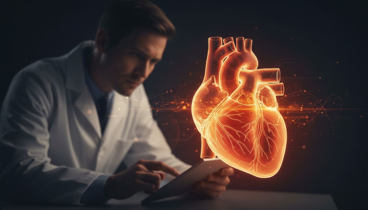 Illustration artistique du cœur humain en lumière dorée