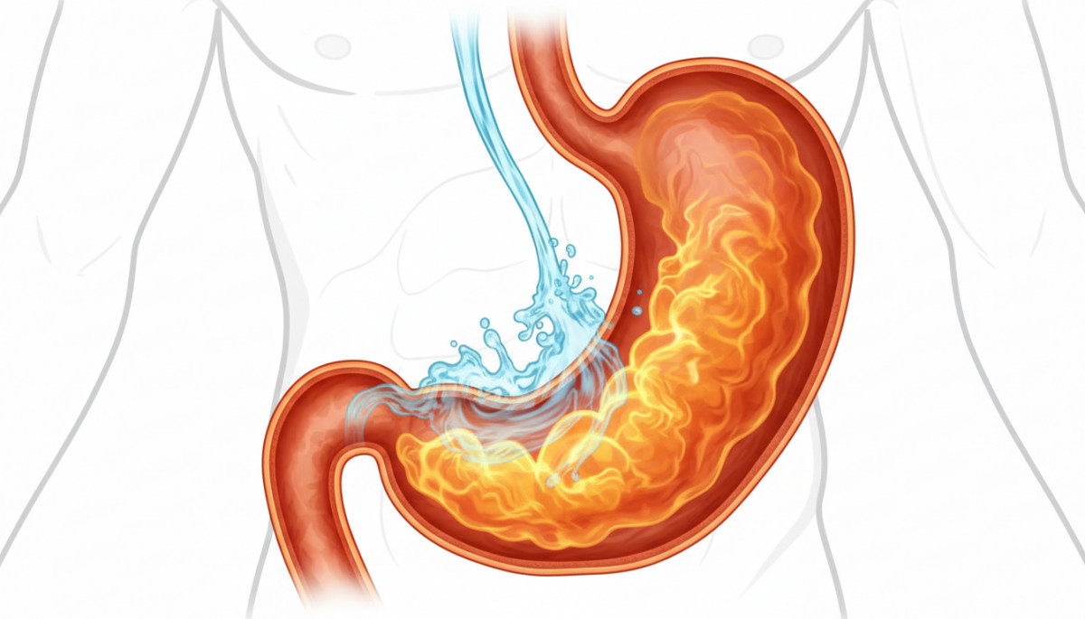 illustration de l'estomac absorbant de l'eau froide