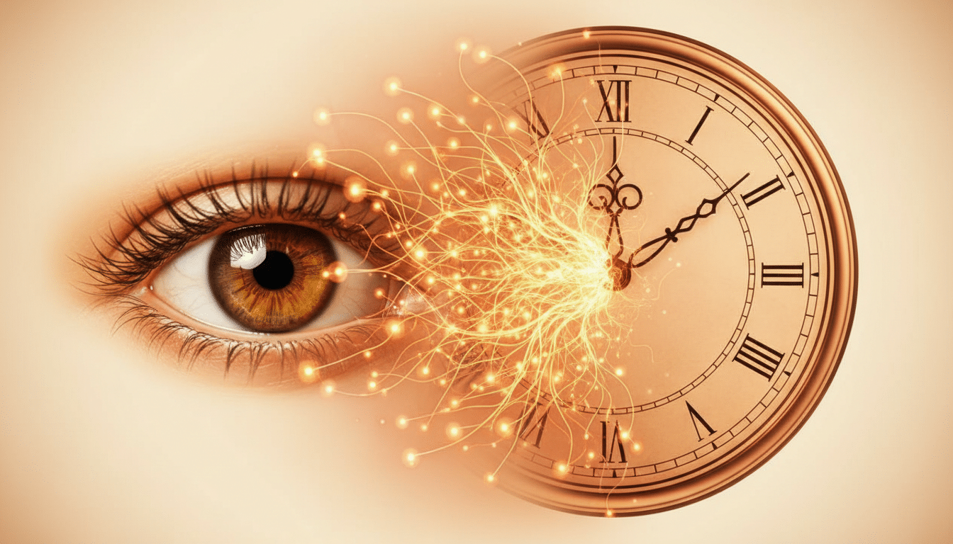 Illustration œil et horloge reliés par des connexions neuronales