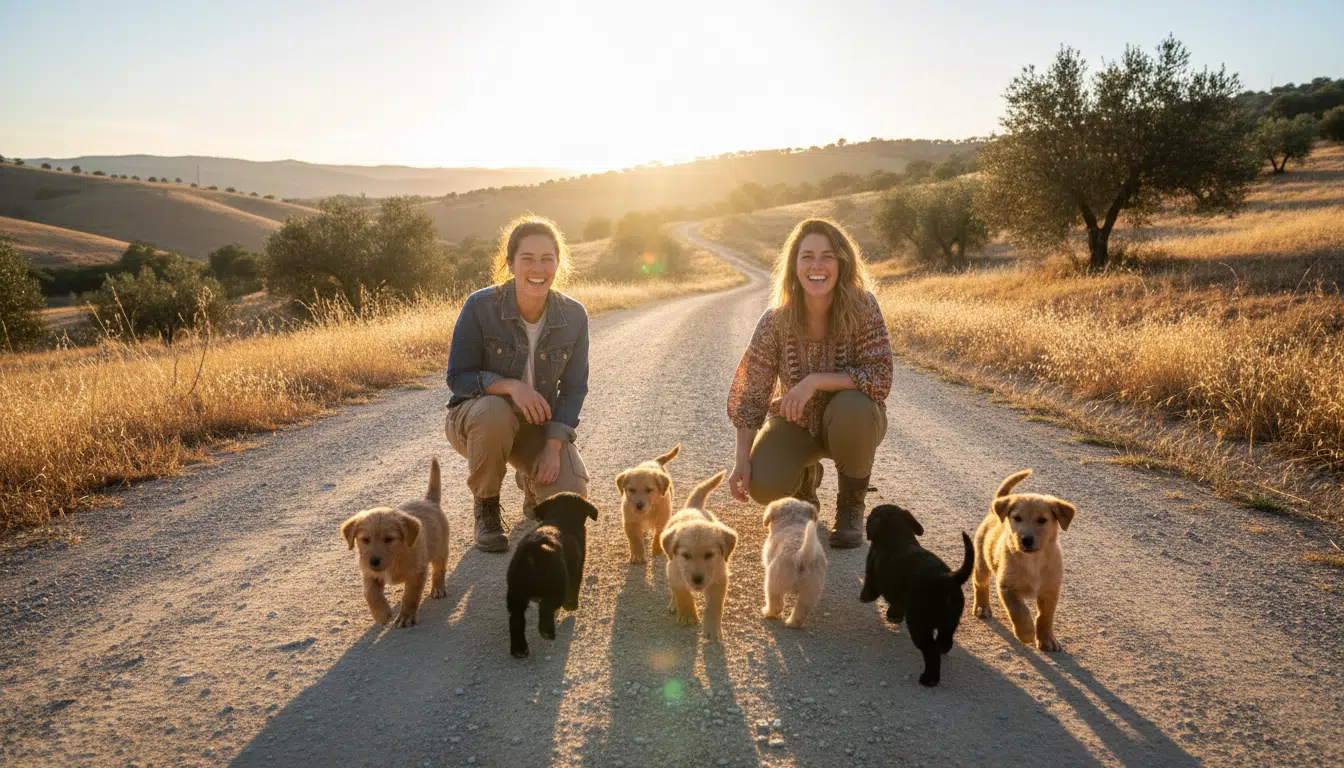 Deux femmes sauvent des chiots abandonnés au bord de la route