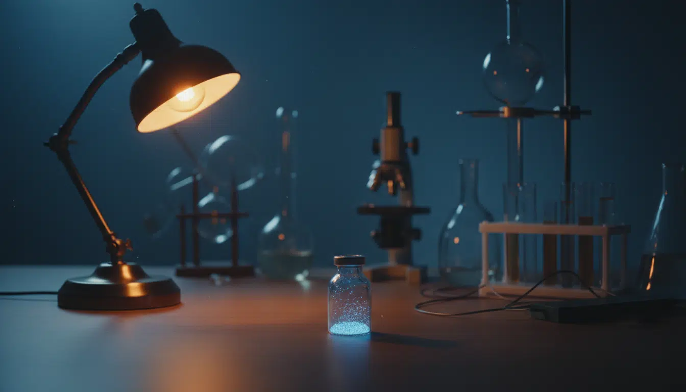 Fiole de substance radioactive dans un laboratoire