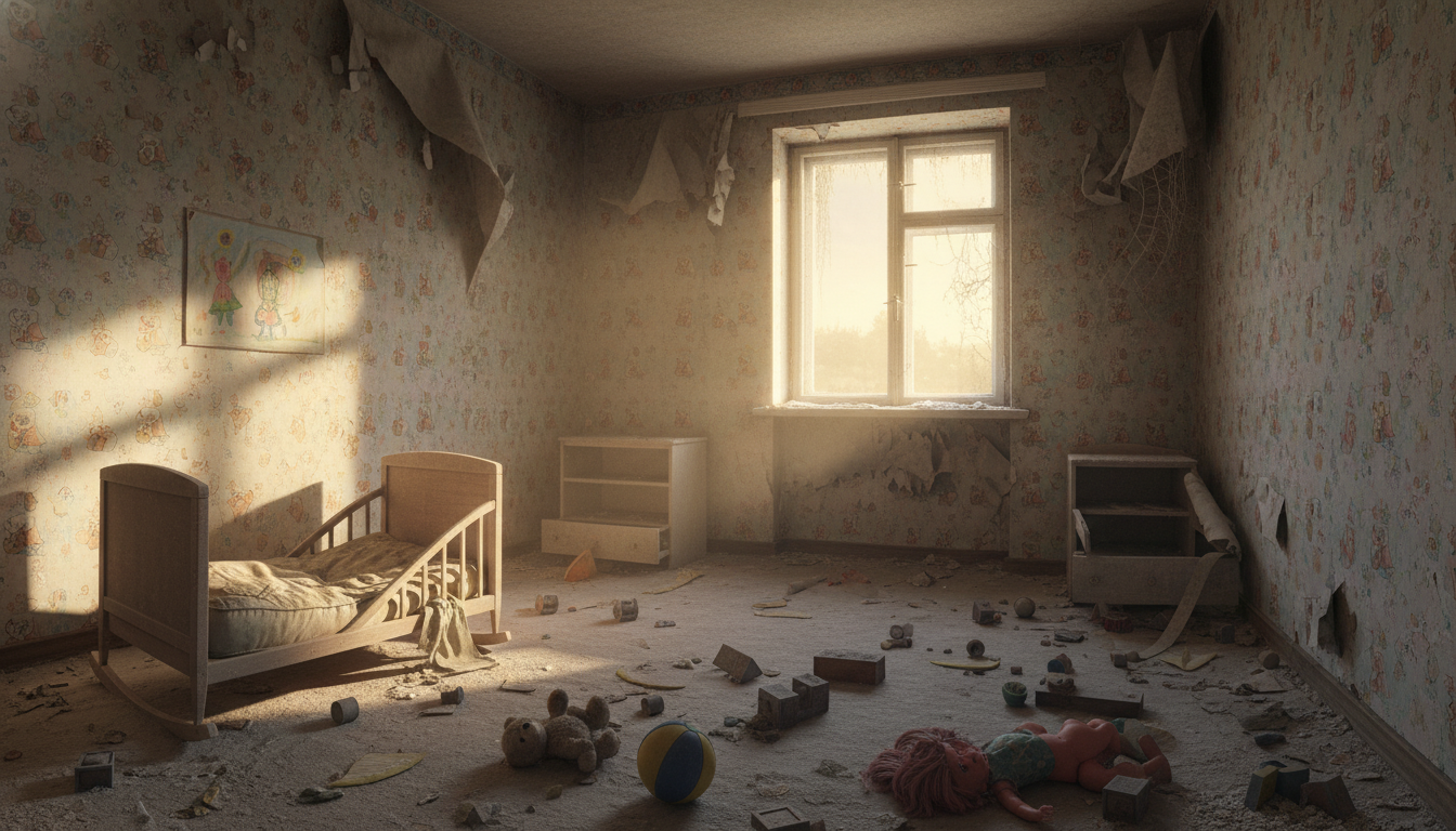 Chambre d'enfants négligée et abandonnée
