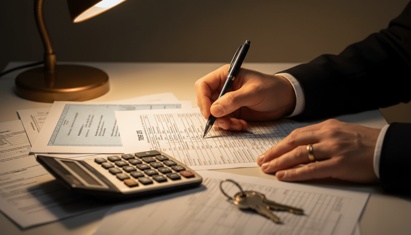 Déclaration de revenus papier avec documents de changement de situation