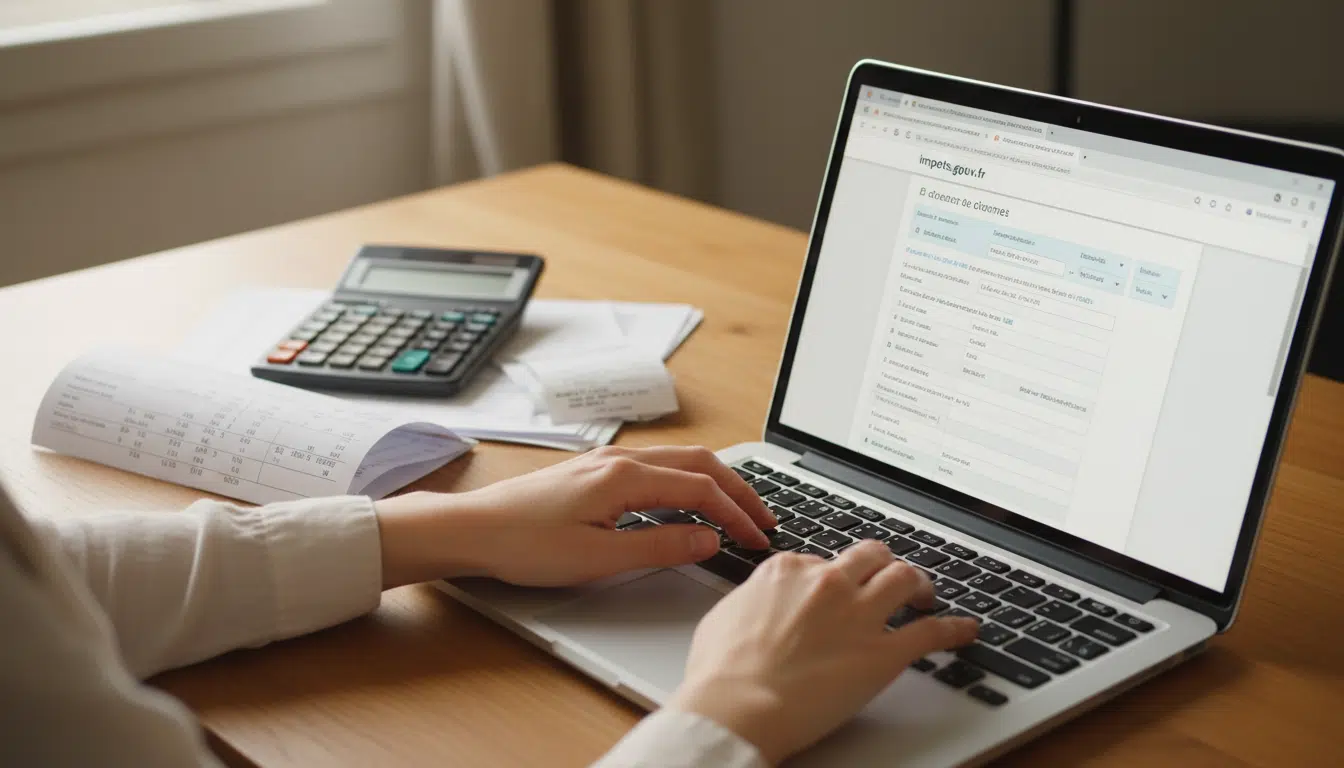 Déclaration de revenus en ligne sur un ordinateur portable