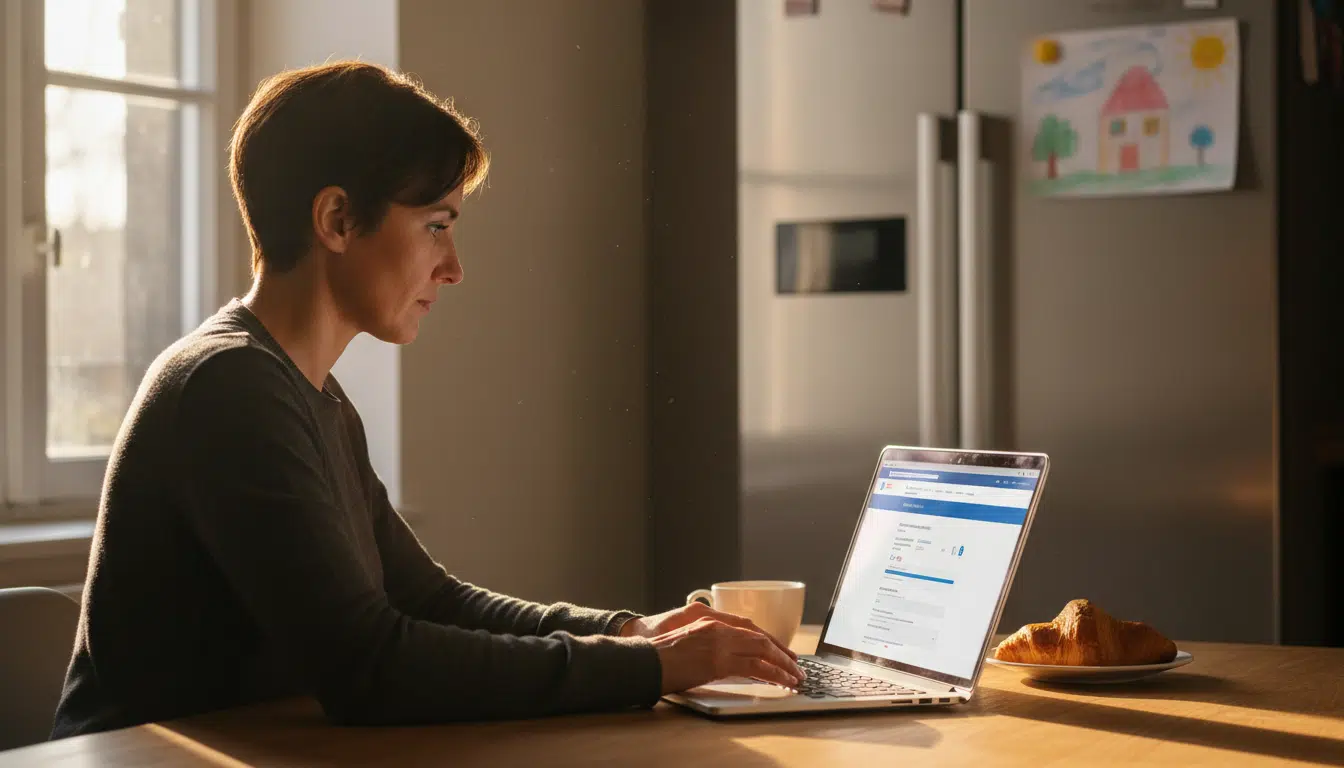 Parent isolé remplissant sa déclaration d'impôts en ligne