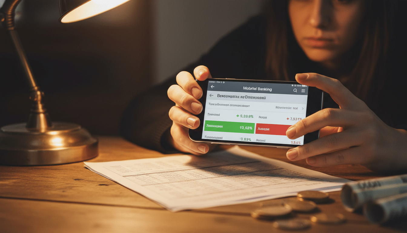 Épargnant consultant ses revenus du capital sur smartphone