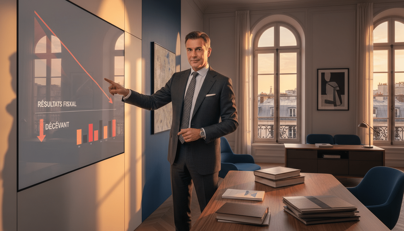 Conseiller patrimonial analysant les recettes décevantes de la taxe