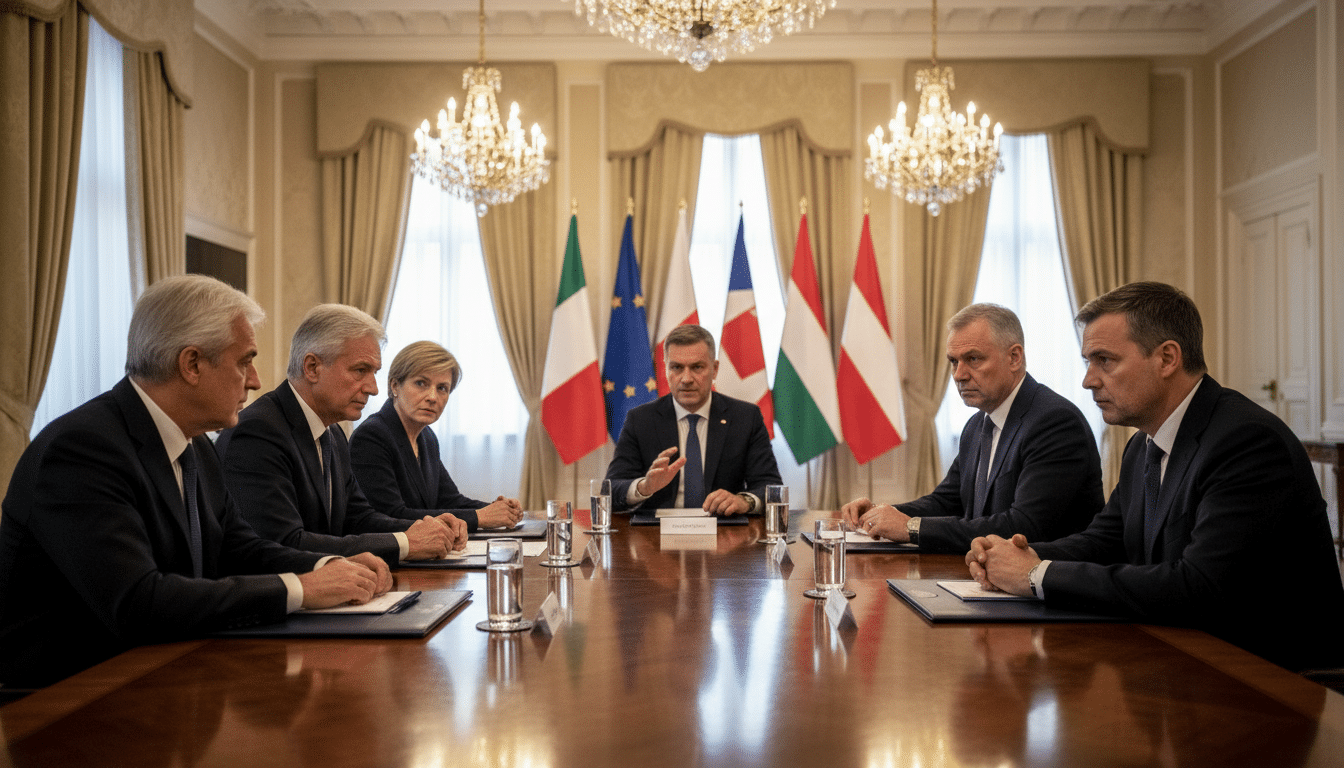 Dirigeants européens réunis lors d'un sommet diplomatique