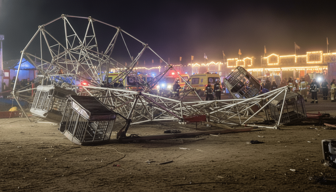 Structure effondrée du manège et secours sur place