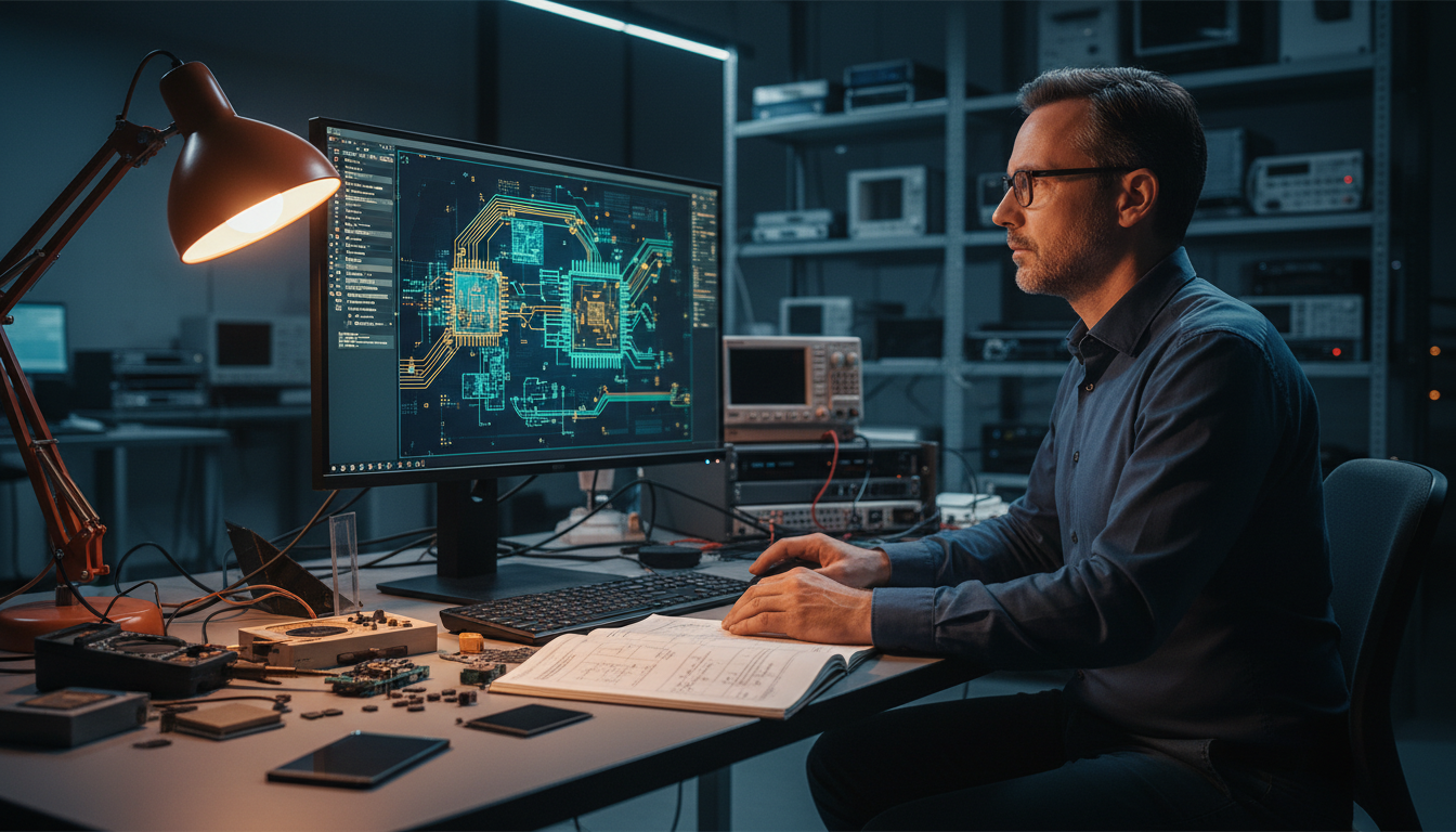 Ingénieur travaillant sur la conception de puces électroniques